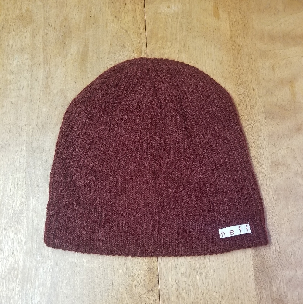 Neff Maroon Ribbed Beanie